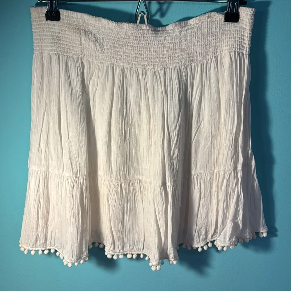 Lilly Pulitzer Small Cover up Skirt White Skirt with Pom-Pom Trim